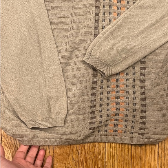 Kenneth Cole New York Men's Taupe and Rust Crewneck Sweater - Picture 3 of 10